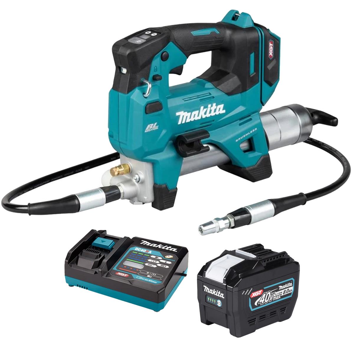 Makita GP001GZ 40V Max XGT Grease Gun with 1 x 8.0Ah Battery & Charger