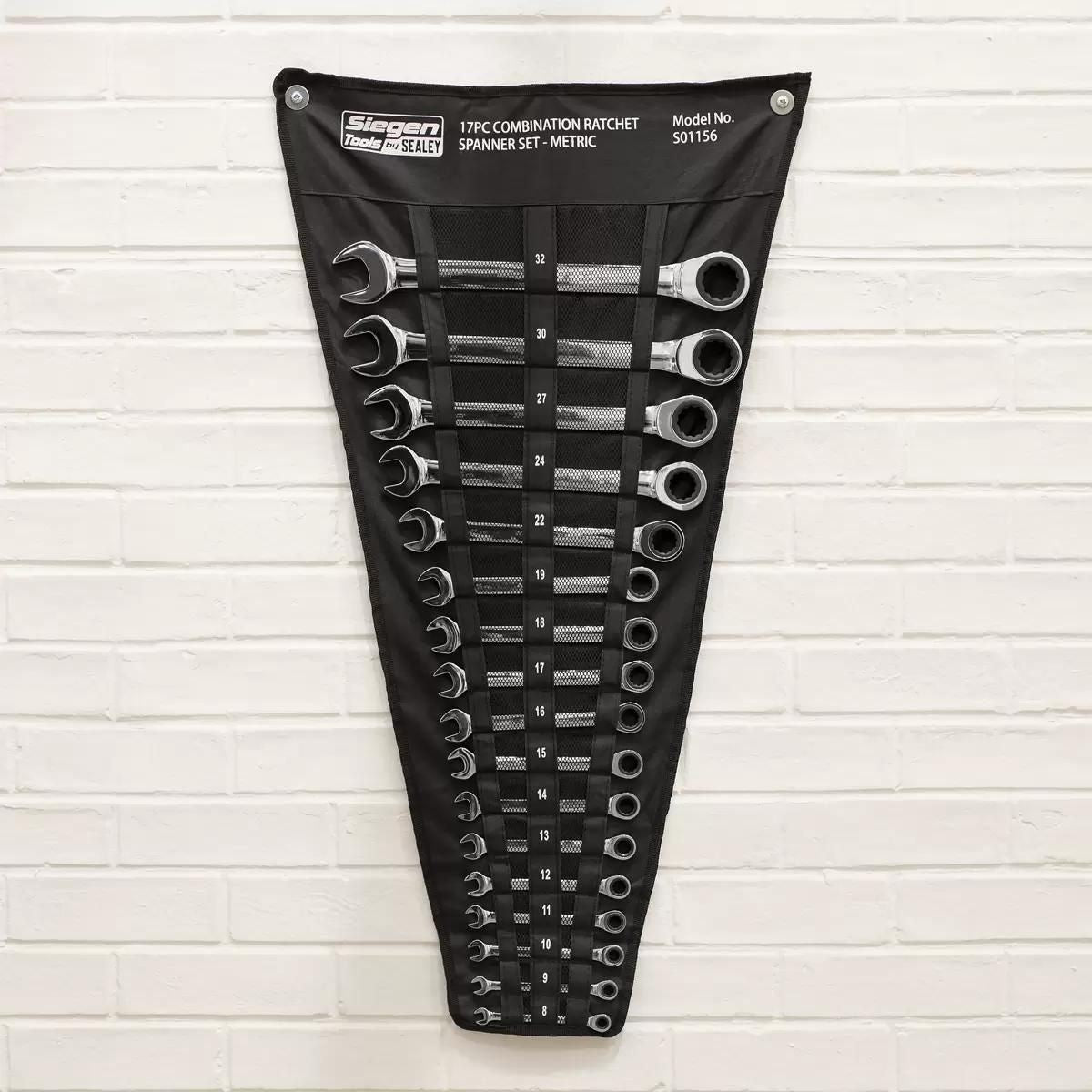 Sealey S01156 Combination Ratchet Spanner Set 17pc