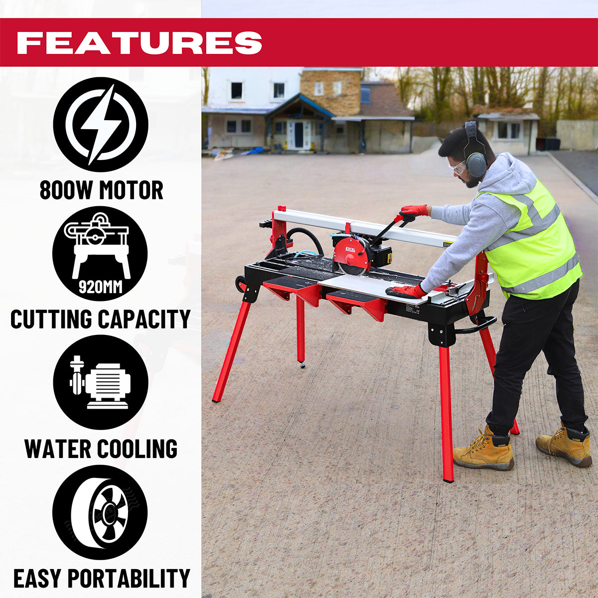 Excel 920mm Wet Tile Cutter Bridge Saw 230V/800W