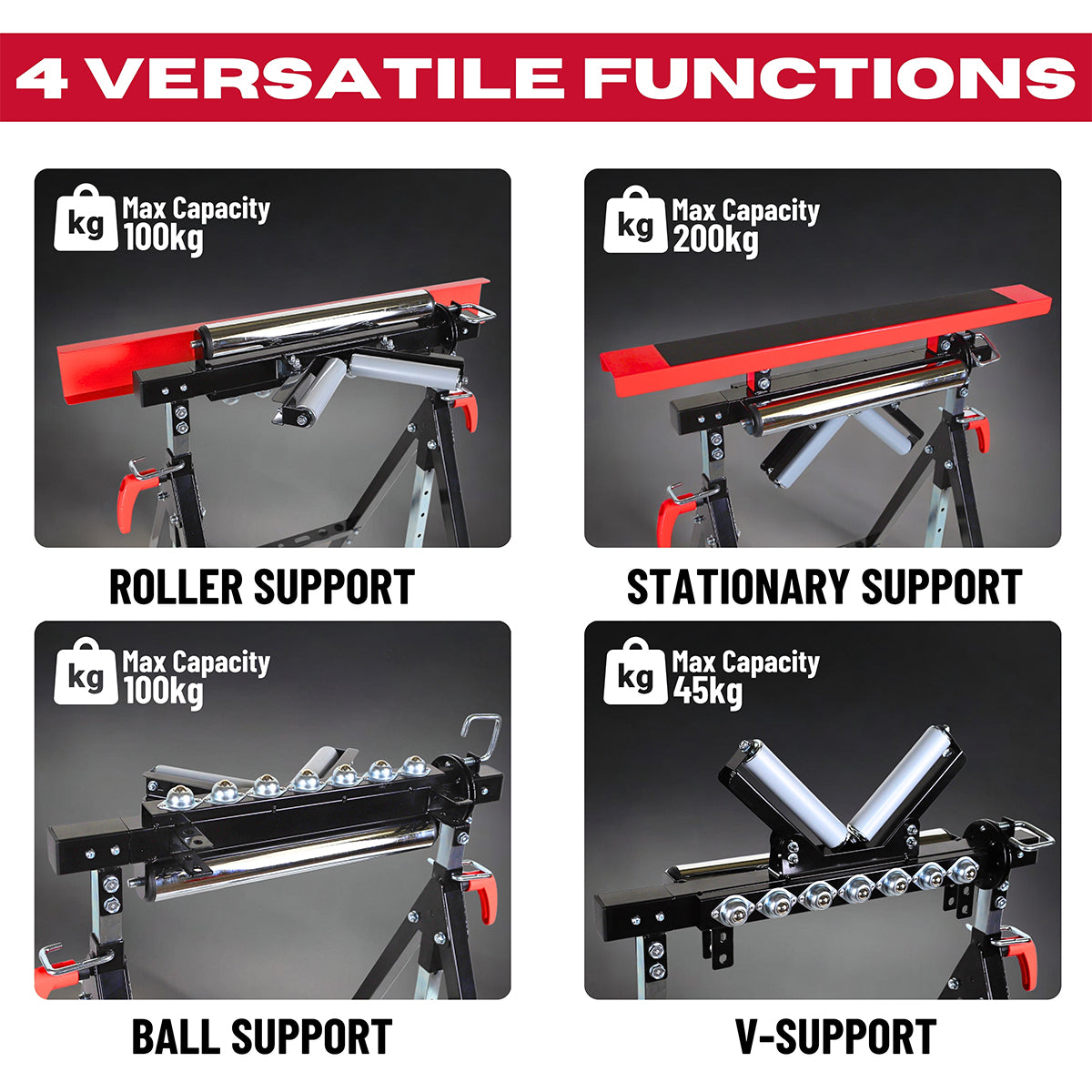 Excel Multi-Function 4 in 1 Workbench Table Trestle Roller Stand Adjustable Height