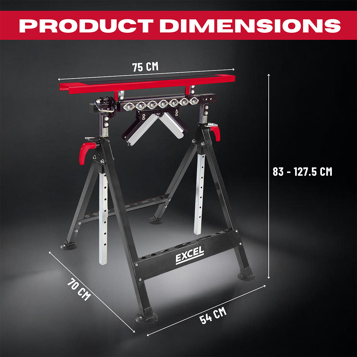 Excel Multi-Function 4 in 1 Workbench Table Trestle Roller Stand Adjustable Height