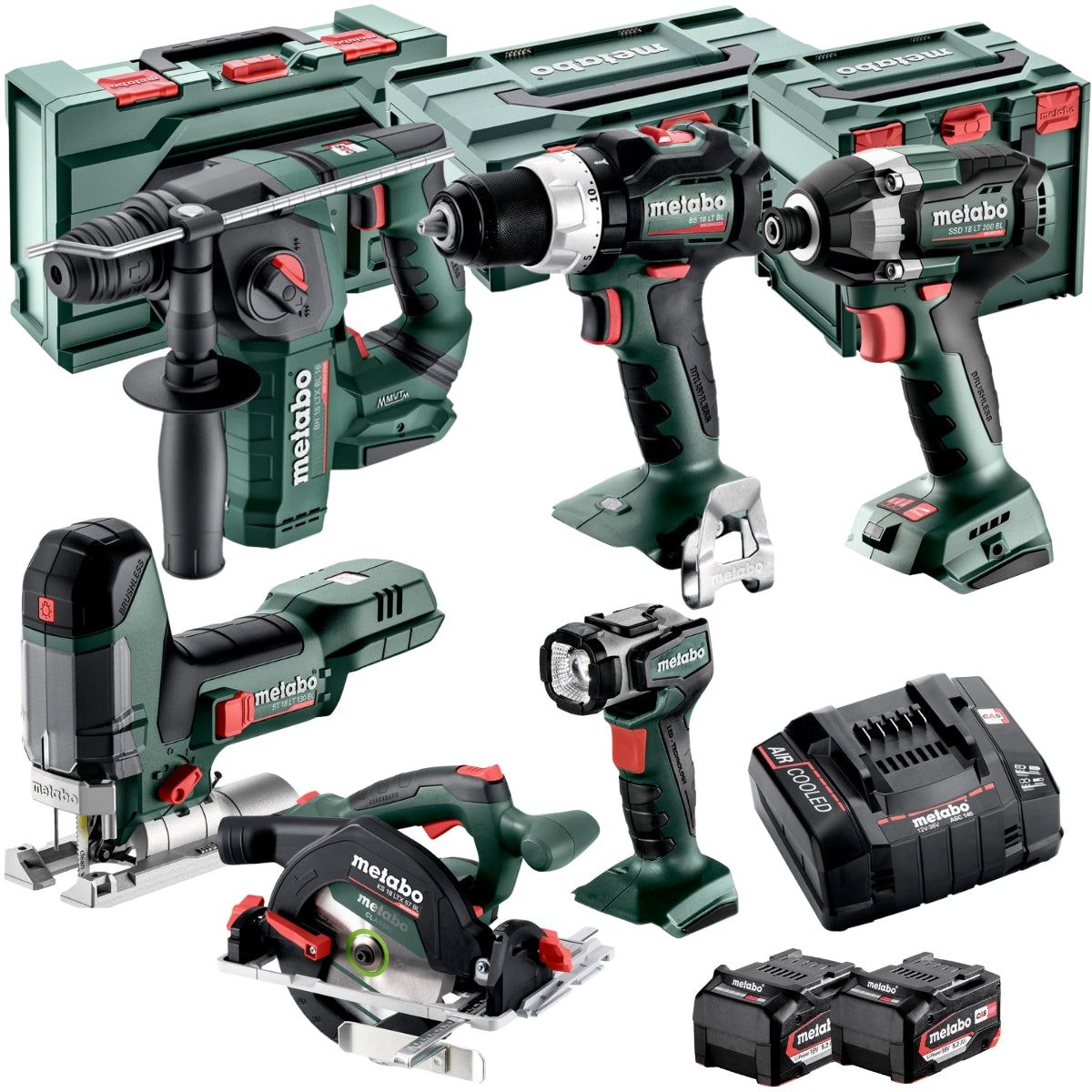 Metabo 18V 6 Piece Brushless Combo Kit with 2 x 5.2Ah Batteries & Charger T4TKIT-17620