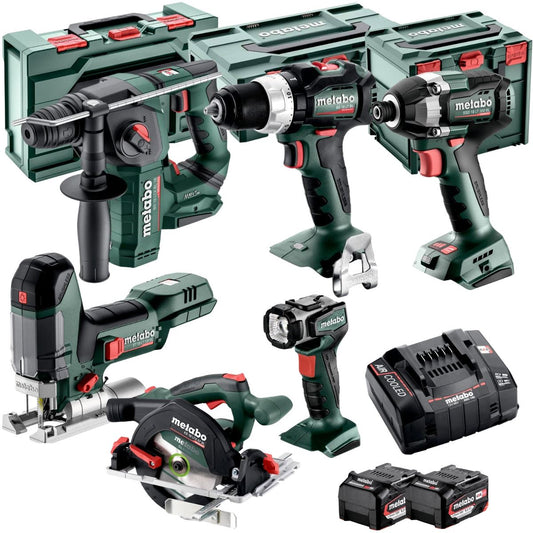 Metabo 18V 6 Piece Brushless Combo Kit with 2 x 5.2Ah Batteries & Charger T4TKIT-17620
