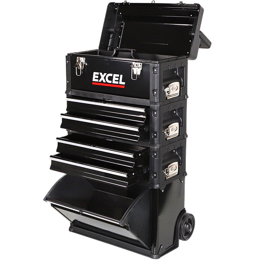 Excel Mobile Cabinet Tool Storage Box 4 Drawer Garage Tool Chest with Wheel