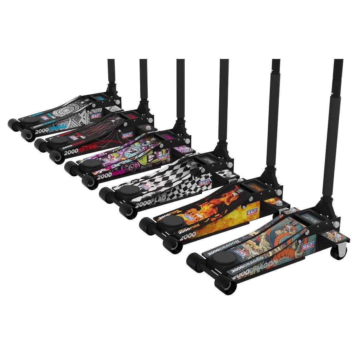 Sealey 2000CW Low Profile Custom Design Trolley Jack with Rocket Lift 2 Tonne White