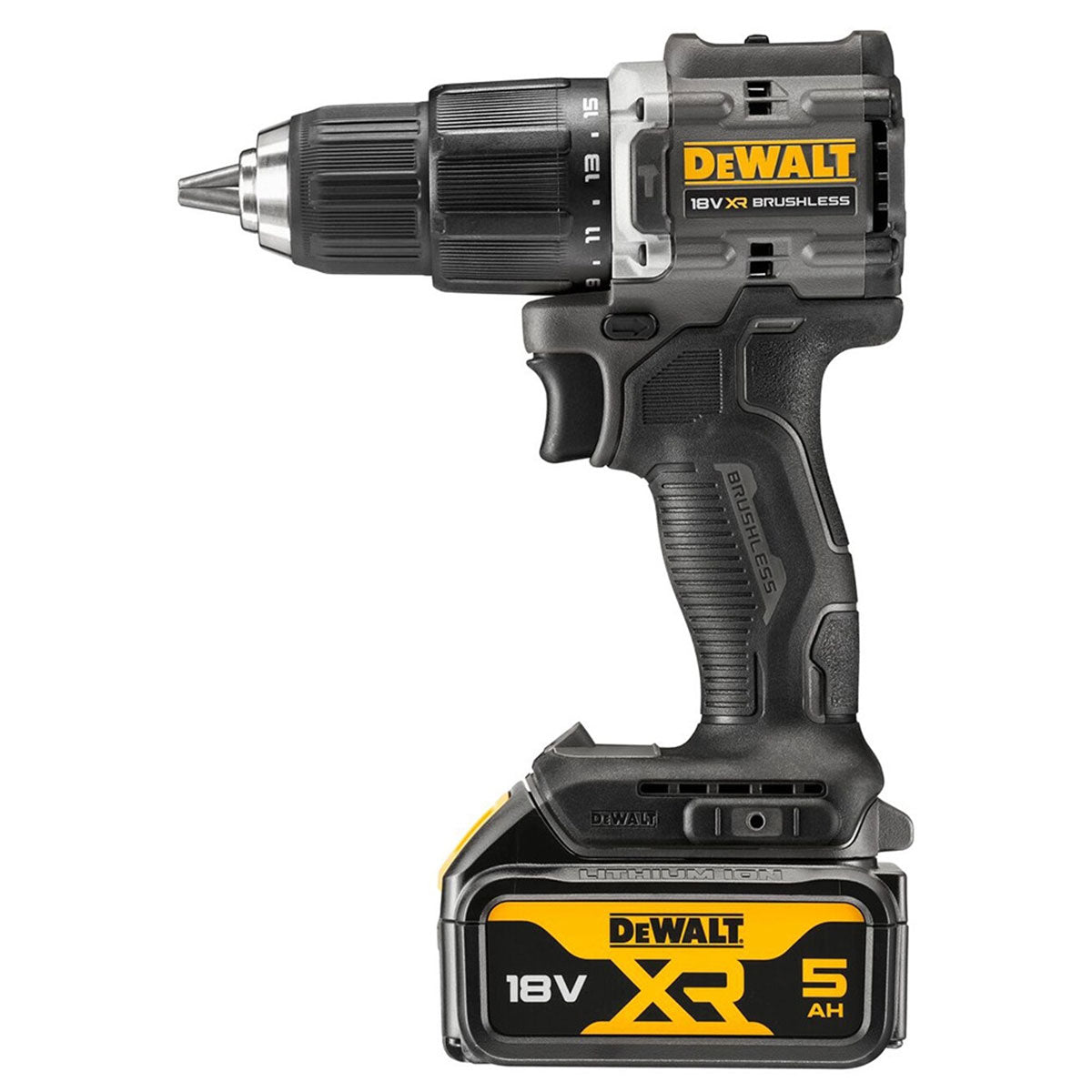 Dewalt DCD100P2T-GB 18V XR Brushless Limited Edition 100 Year Combi Drill with 2 x 5.0Ah Batteries Charger & TSTAK Case