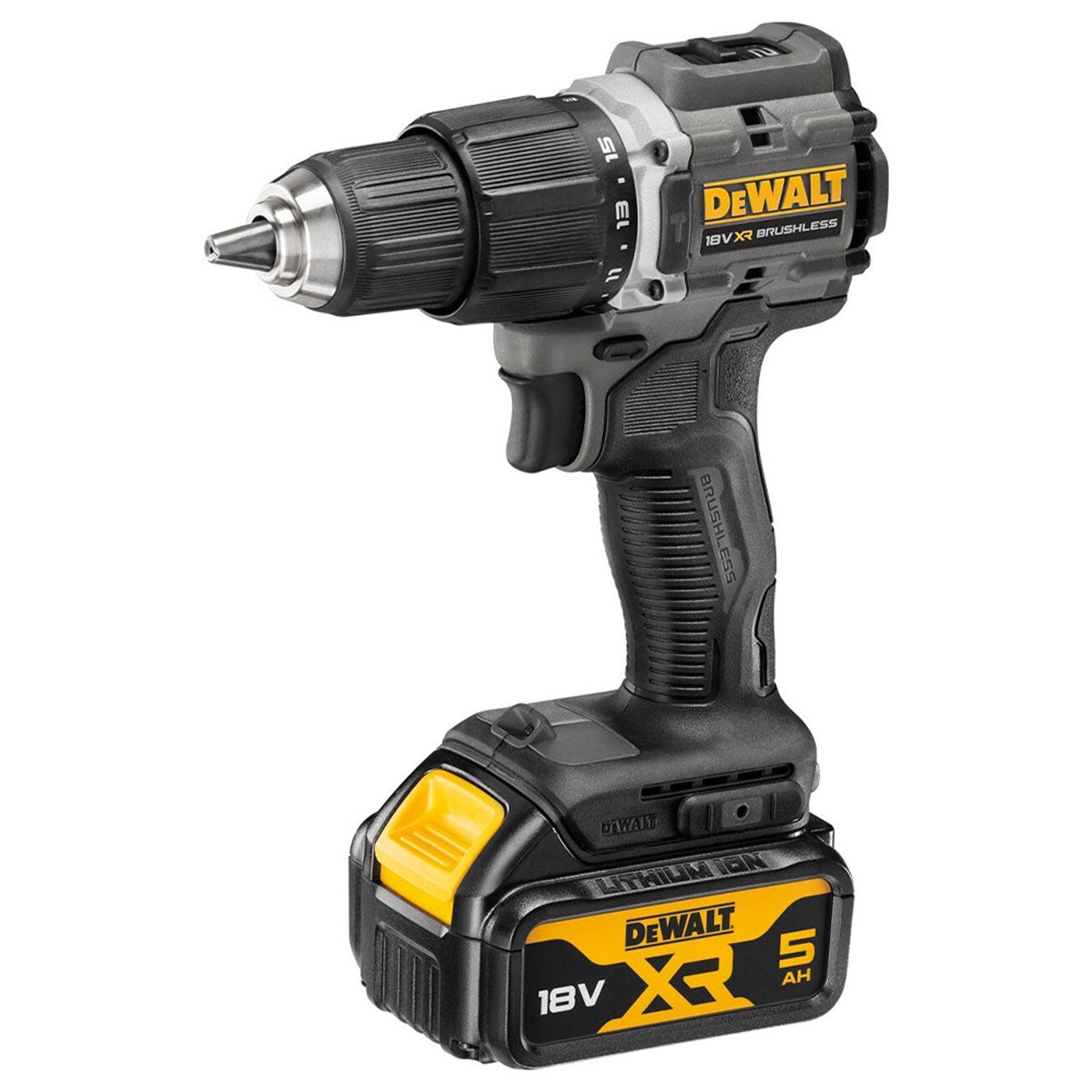 Dewalt DCD100P2T-GB 18V XR Brushless Combi Drill with 2 x 5.0Ah Batteries, Charger, TSTAK Case & Bit Set 25 Piece