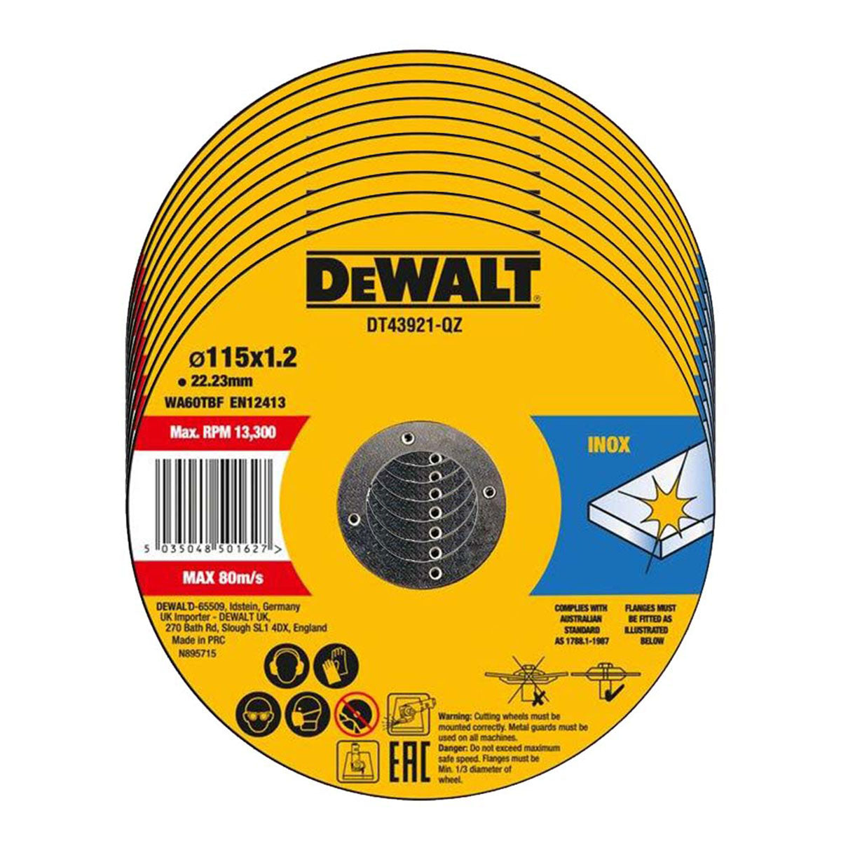 Dewalt DT43921-QZ 115mm High Performance Thin Cutting Disc Pack of 10