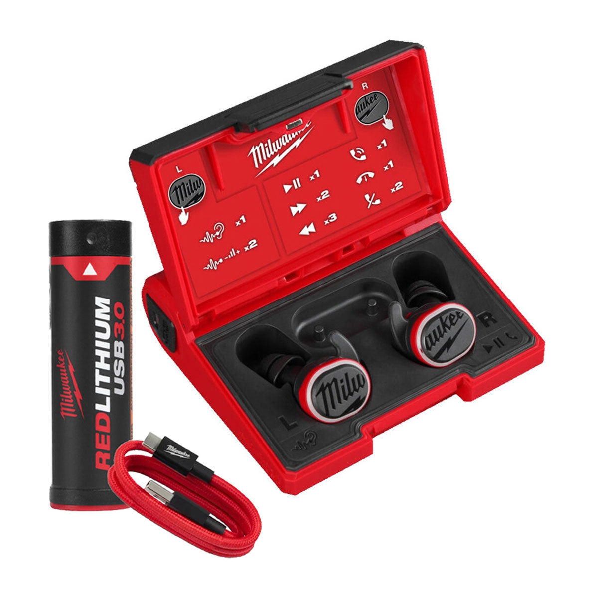 Milwaukee L4RLEPB-301 USB Bluetooth Jobsite Ear Buds With Hearing Protection 4933478750