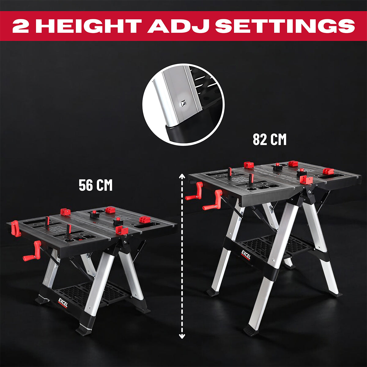 Excel Portable Workbench & Sawhorse Folding Work Table Clamping System with Adjustable Height Flip-Top