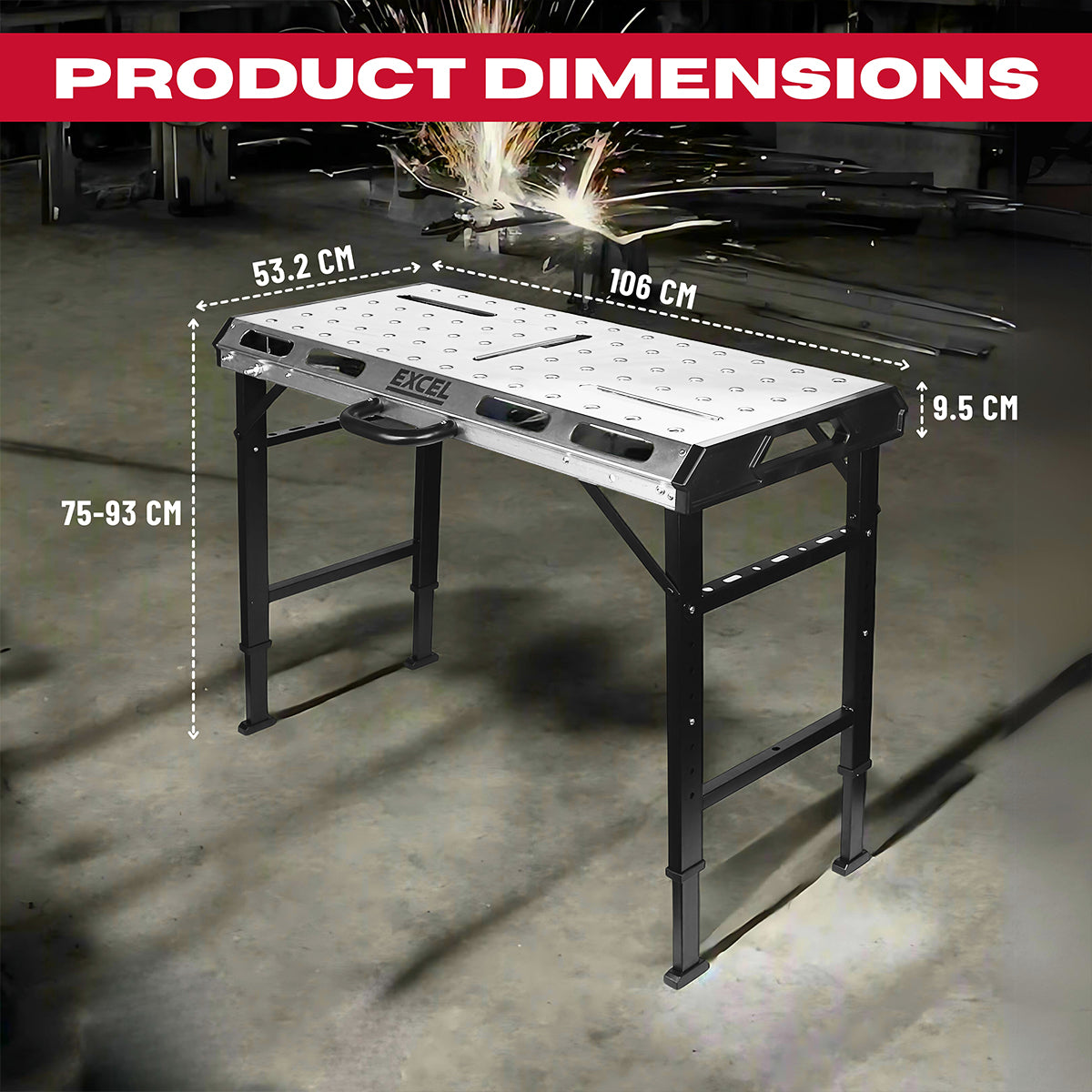 Excel Portable Steel Welding Table & Work Bench with Adjustable Height