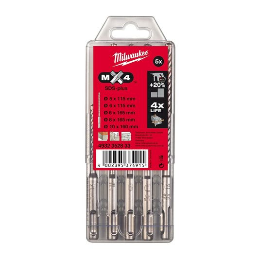 Milwaukee SDS Plus MX4 Drill Bit Set 5 Piece 4932352833