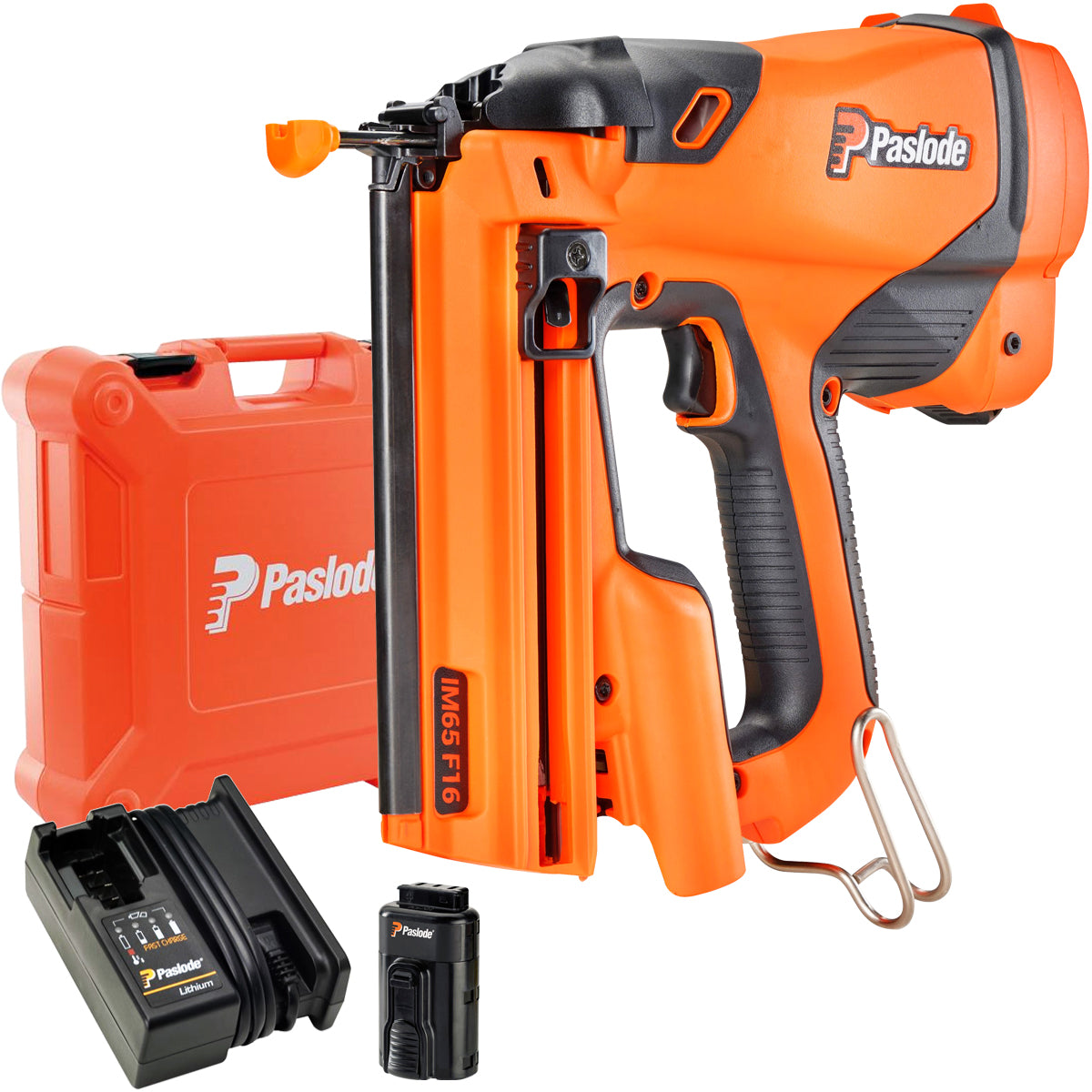 Paslode IM65 F16 Second Fix Straight Finishing Nail Gun 1 x 2.1Ah Battery Charger & Case