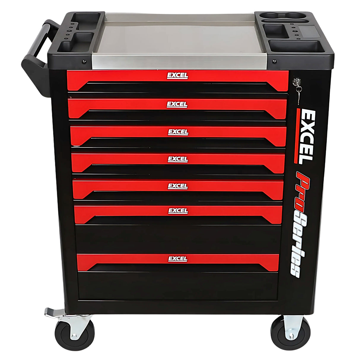 Excel 7 Drawers Tool Chest Storage Roller Cabinet with 249 Piece Tool Set Item Condition Damaged Box