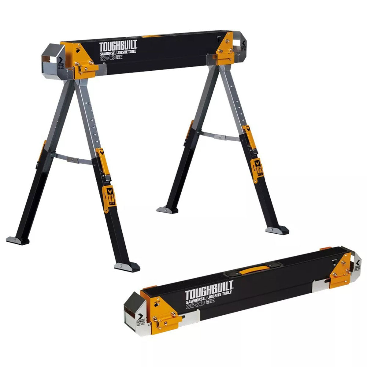 Toughbuilt Saw Horse/Adjustable Jobsite Trestle Table Twin Pack TB-C700-2