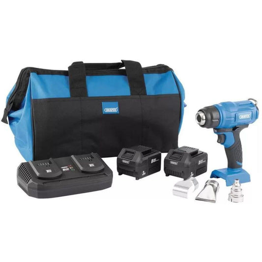 Draper PTKD20K10 20V Heat Gun With 2 x 3.0 Ah Batteries, 1 x Twin Charger & 1 x Bag 99738