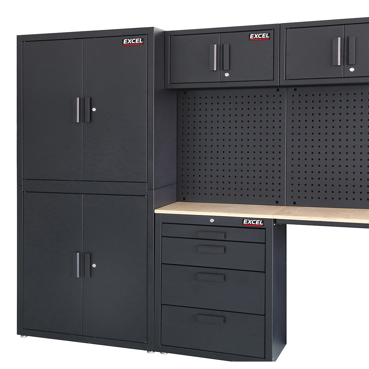 Excel 8 Piece Heavy Duty Garage Cabinet Combo 722mm x 400mm x 1830mm