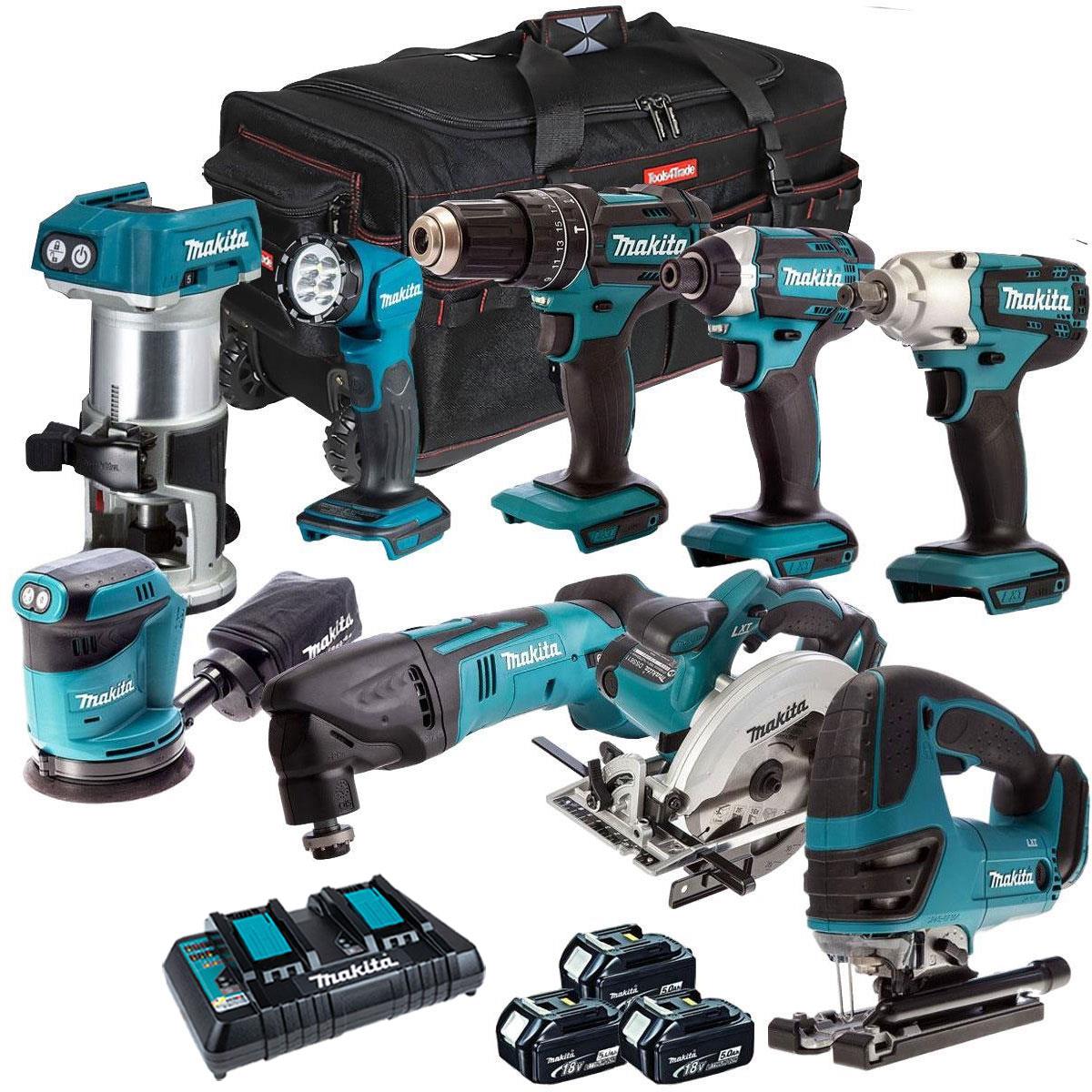 Makita DLX1012PT 18V LXT 9 Piece Cordless Power Tool Kit with 3 x 5.0Ah Batteries