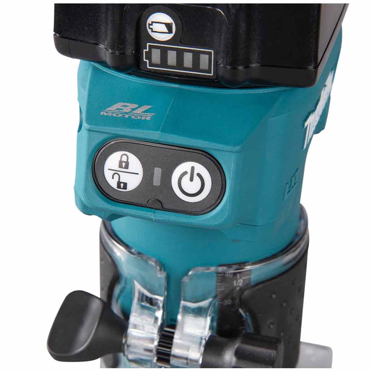 Makita DRT52Z 18V LXT Brushless Router Trimmer with 1 x 5.0Ah Battery Charger & Bag