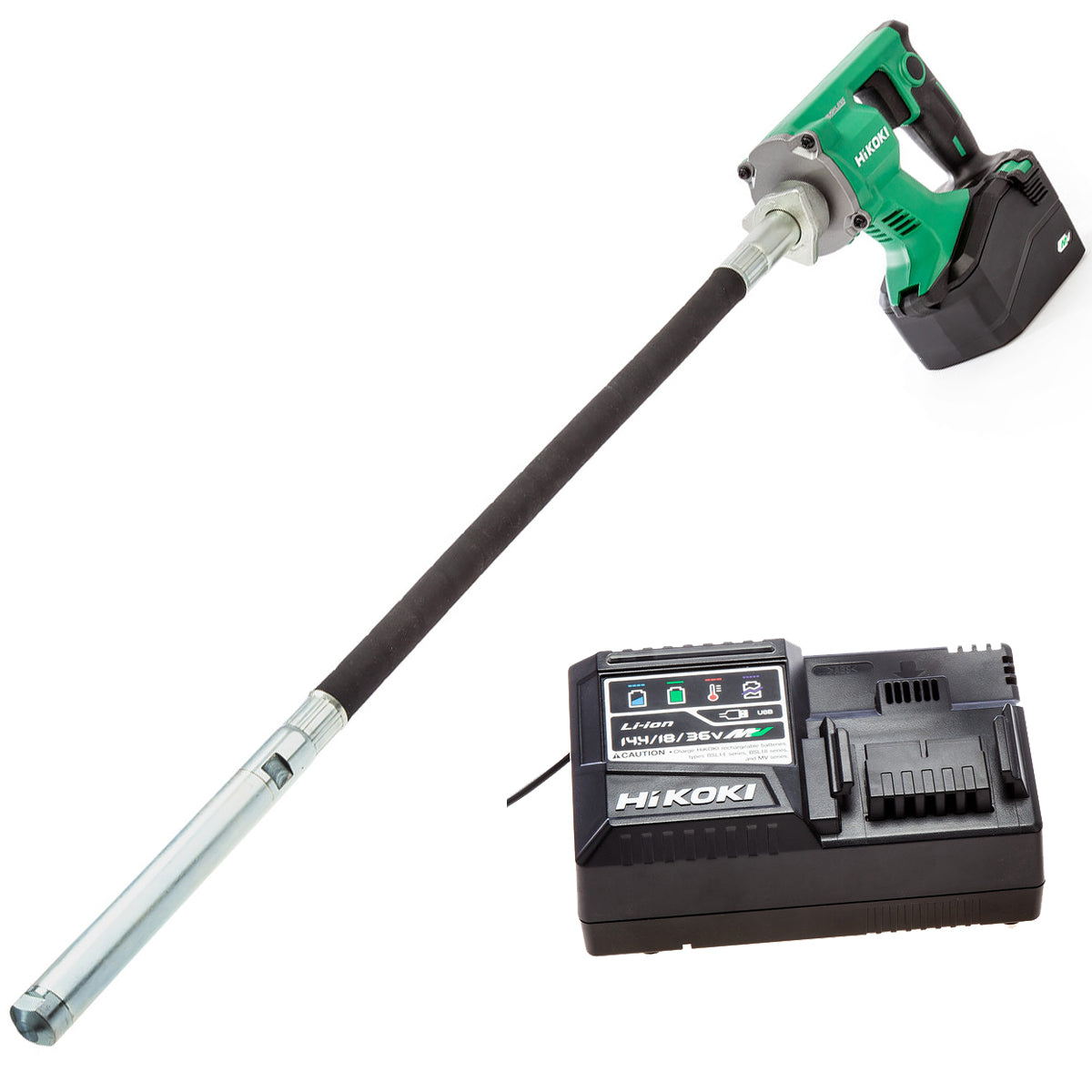 HiKOKI UV3628DAJYZ 36V Brushless 28mm Concrete Vibrator with 1 x 4.0Ah Battery & Charger