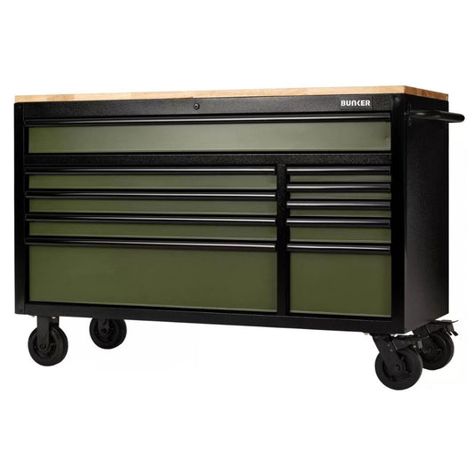 Draper B100-56GR/FSC BUNKER 10 Drawer Workbench Roller Tool Cabinet, 56 Inch Green 27221