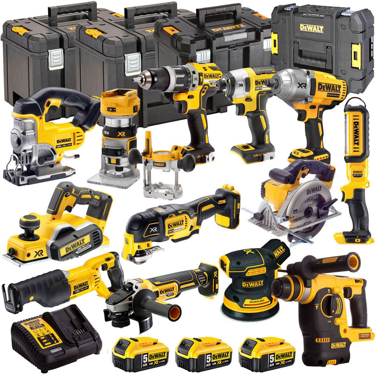 Dewalt 18V 13 Piece Power Tool Kit with 3 x 5.0Ah Batteries T4TKIT-487