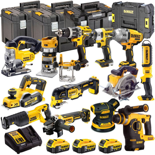 Dewalt 18V 13 Piece Power Tool Kit with 3 x 5.0Ah Batteries T4TKIT-487