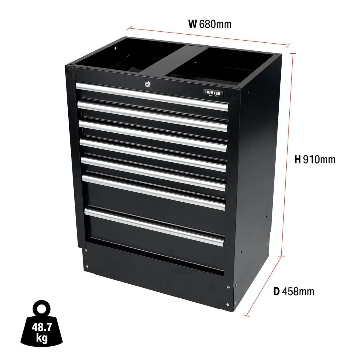 Draper MS400-7BU BUNKER Modular Floor Cabinet 7 Drawer 680mm 31706