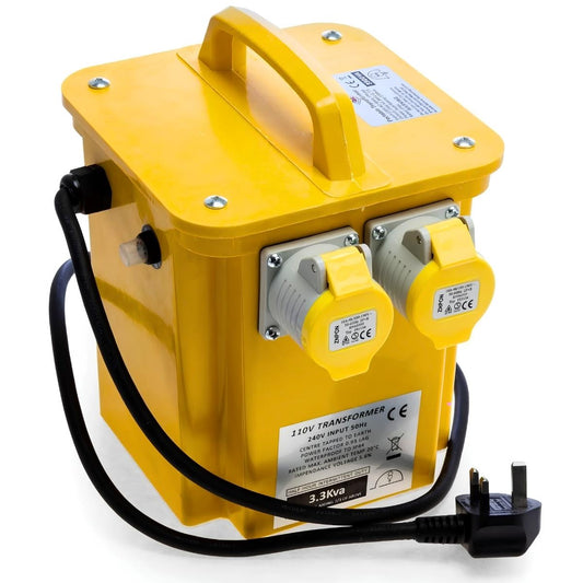 Connexion 3.3kVA 110V Site Transformer with Dual 16A Sockets, 13A Plug & 1.5m Cable - 10961