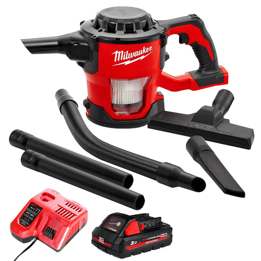 Milwaukee M18CV-0 18V Compact Hand Vacuum with 1 x 3.0Ah Battery & Charger