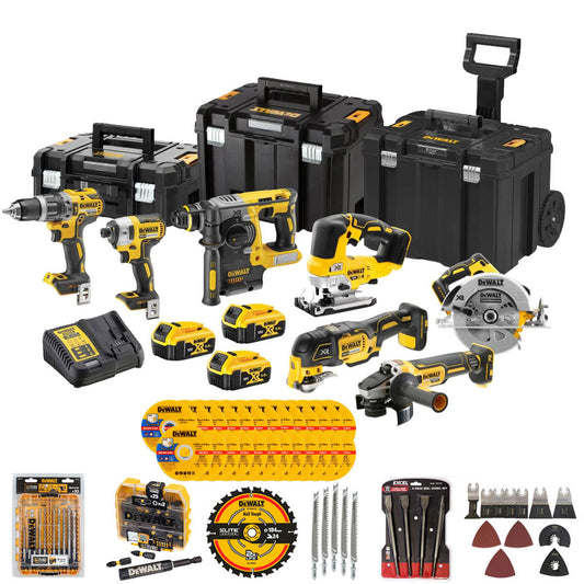 Dewalt DCK755P3TA 18V 7 Piece Brushless Power Tool Kit with 3 x 5.0Ah Battery Charger & Accessories Set