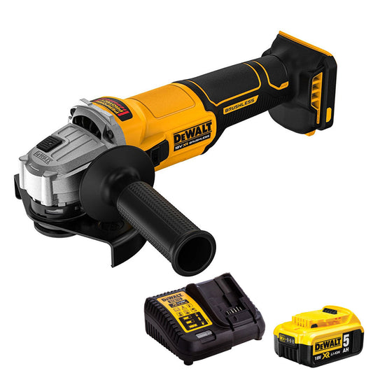 Dewalt DCG407N 18V XR Brushless 125mm Angle Grinder with 1 x 5.0Ah Battery & Charger