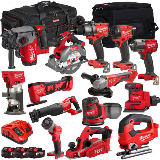 Milwaukee 18V 14 Piece Combo Kit with 3 x 5.0Ah Battery & Charger T4TKIT-32225