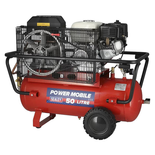 Sealey SA5055 50L Belt Drive Air Compressor with Petrol Engine 5.5hp