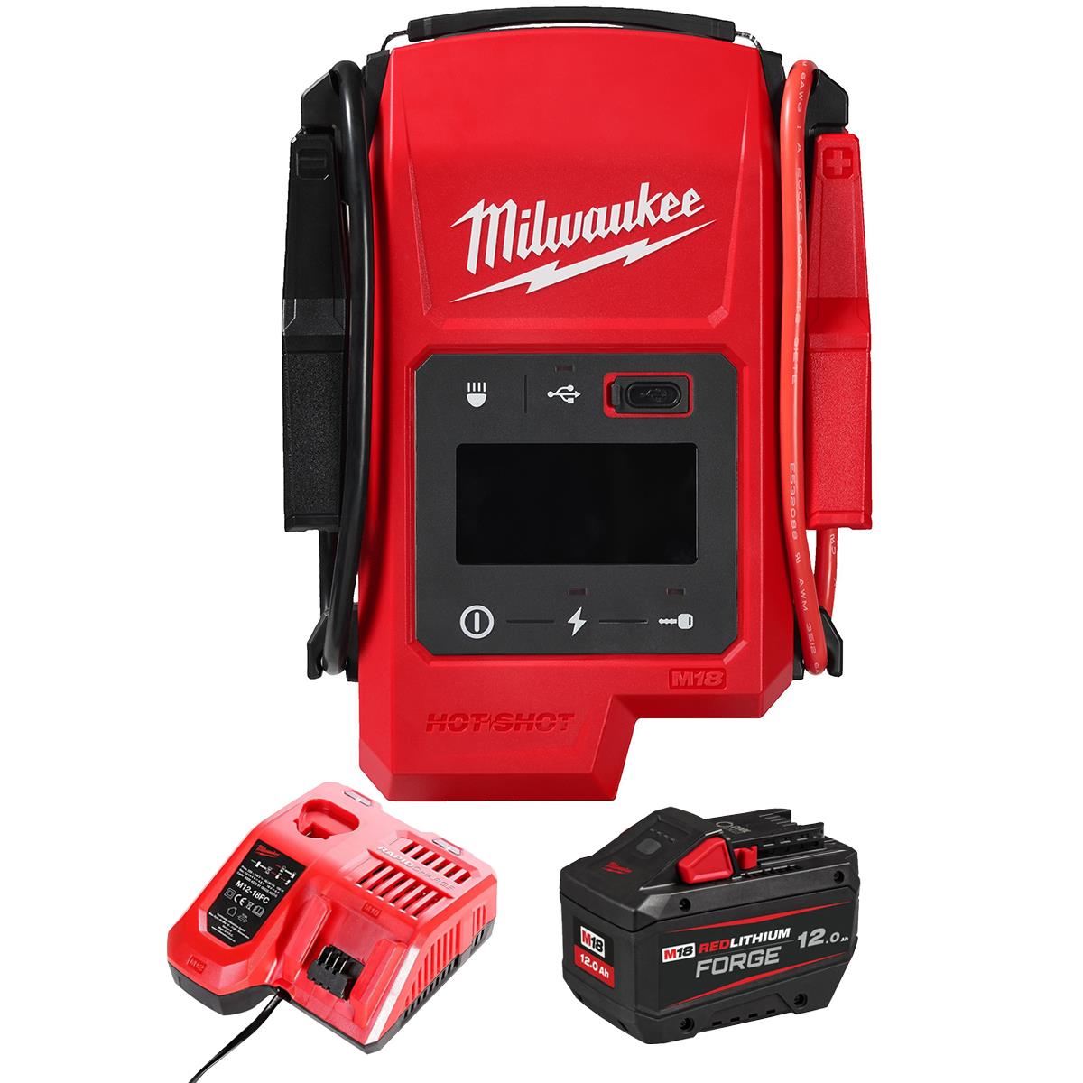 Milwaukee M18JS2000-0 18V Jump Starter with 1 x 12.0Ah Battery & Charger