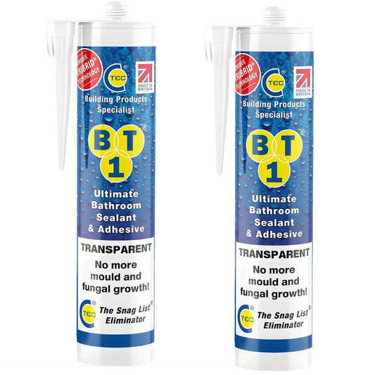 C-TEC BT1 290ml Ultimate Bathroom Sealant & Adhesive Transparent Pack of 2