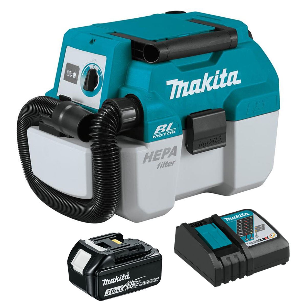 Makita DVC750LZ 18V LXT Brushless L-Class Vacuum Cleaner with 1 x 3.0Ah Battery & Charger