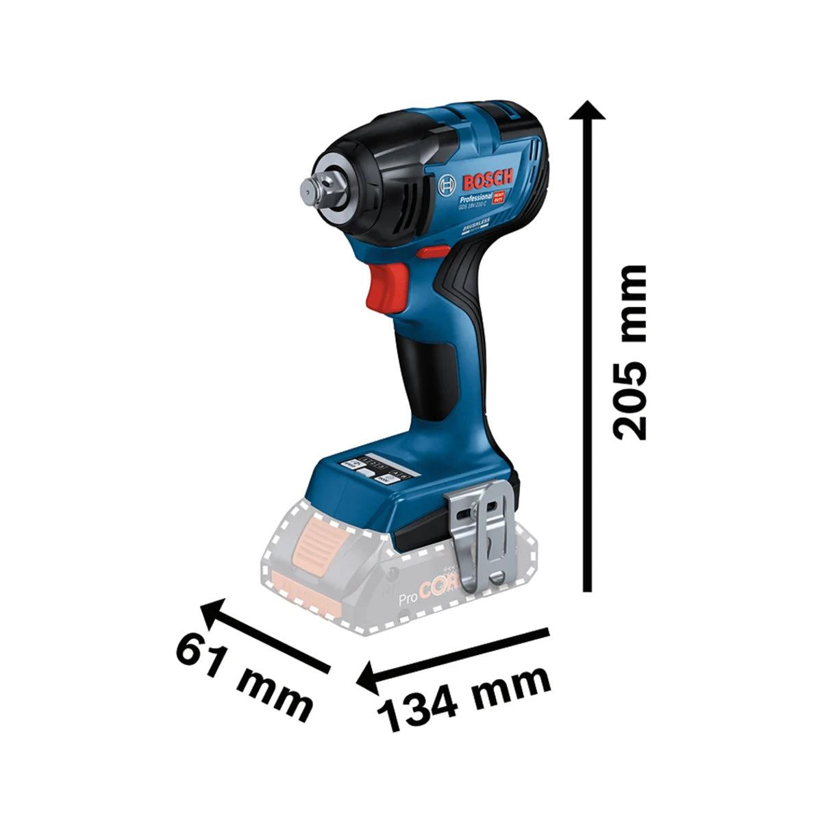 Bosch GDS 18V-210 C Professional 1/2in Impact Wrench Body only Powerful Cordless Tool 06019J0300