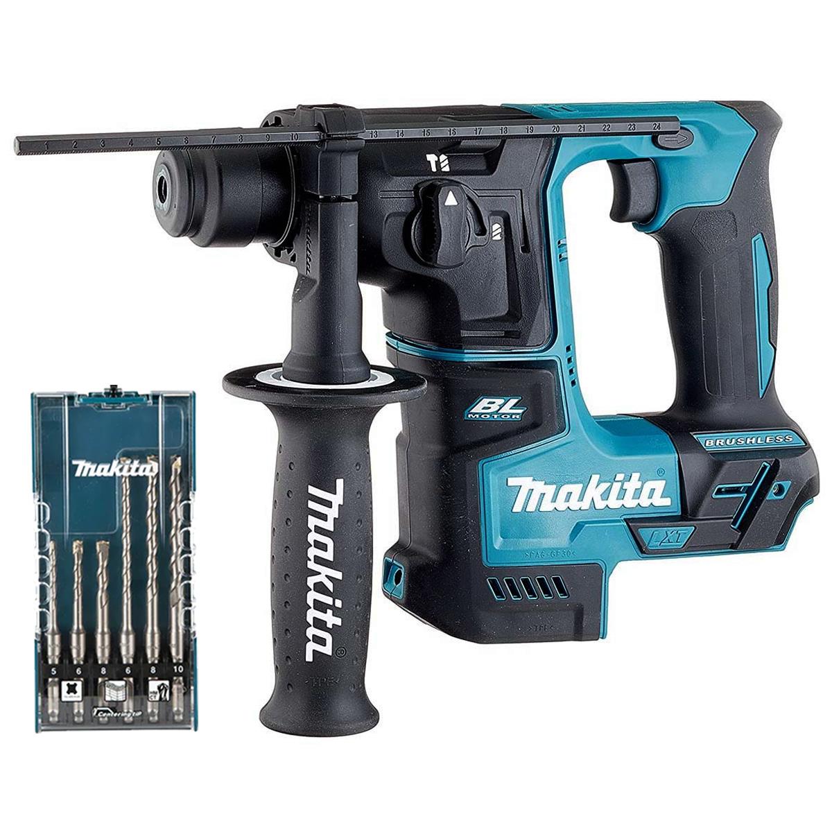 Makita DHR171Z 18V Brushless SDS+ Rotary Hammer Drill With 6 Piece Drill Bit Set