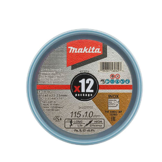 Makita 115mm Angle Grinder Metal Cutting Discs Pack Of 12 - E-03034-12