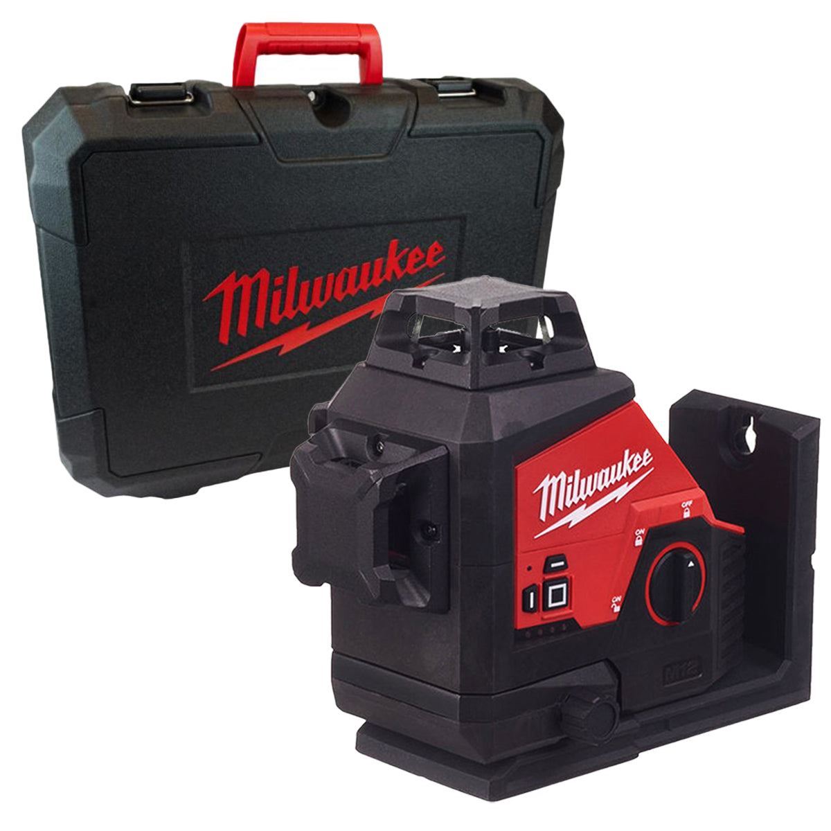 Milwaukee M123PL-0C 12V 360° 3-Plane Green Laser with 1 x 2.5Ah Battery Charger Case & Laser Tripod