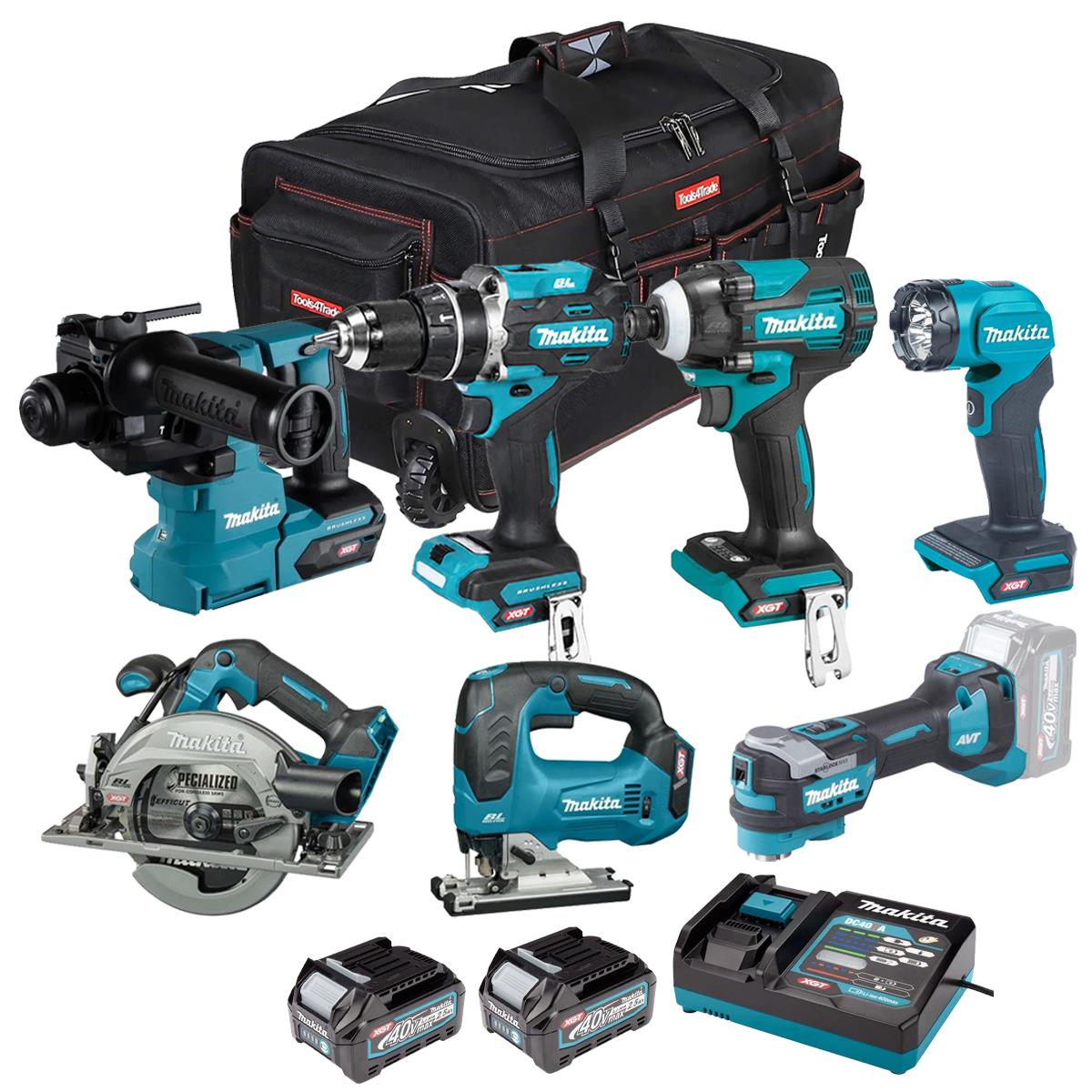 Makita 40V 7 Piece Combo Kit with 3 x 2.5Ah Batteries & Charger T4TKIT-7727