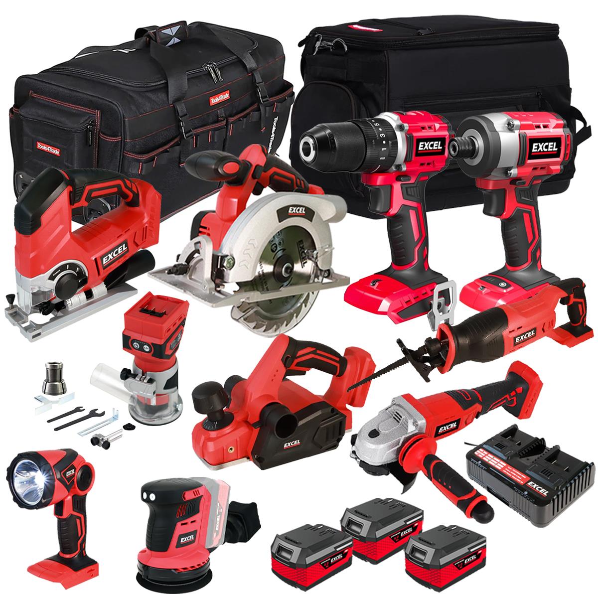 Excel 18V 10 Piece Combo Kit with 3 x 4.0Ah Batteries & Charger EXLKIT-16297