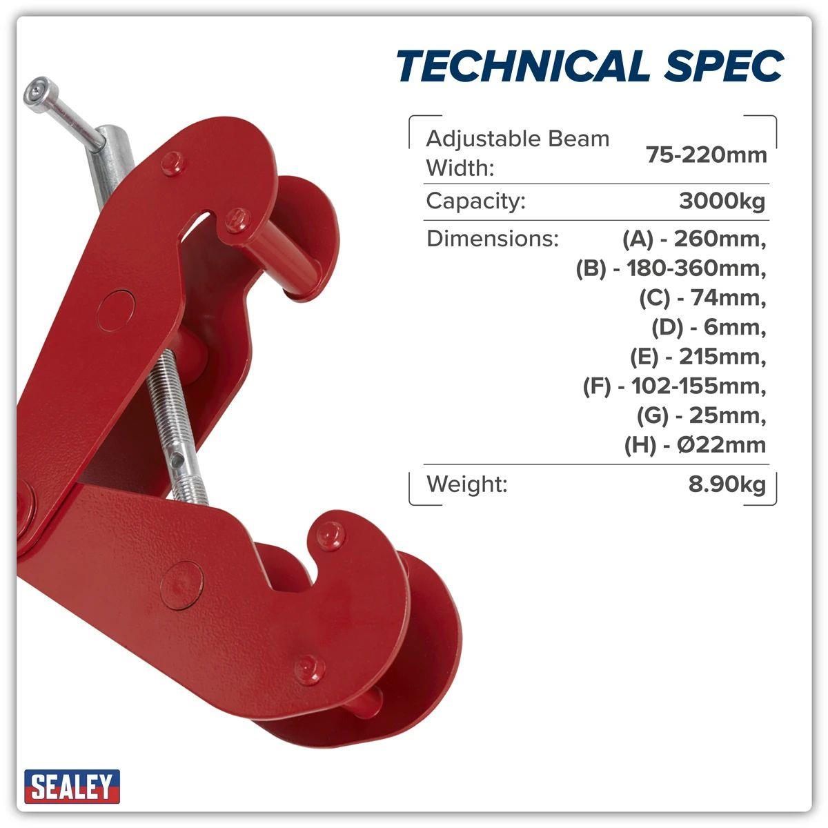 Sealey BC3000 Beam Clamp 3 Tonne