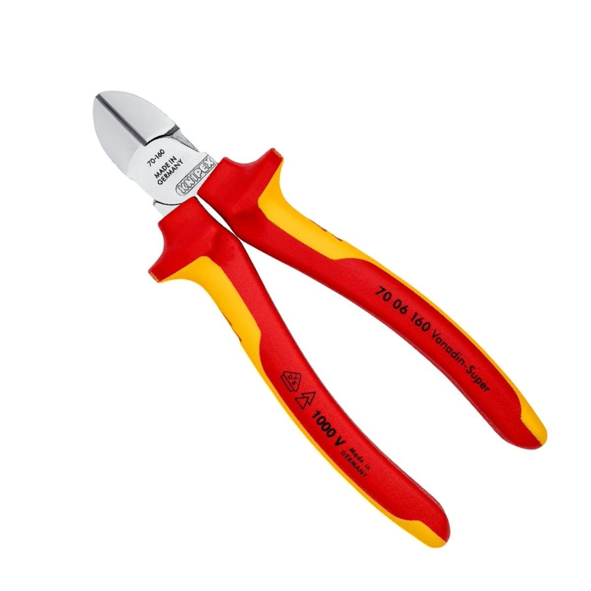 Knipex 160mm VDE Insulated Diagonal Cutter with Multi-Component Grip 70 06 160 SB