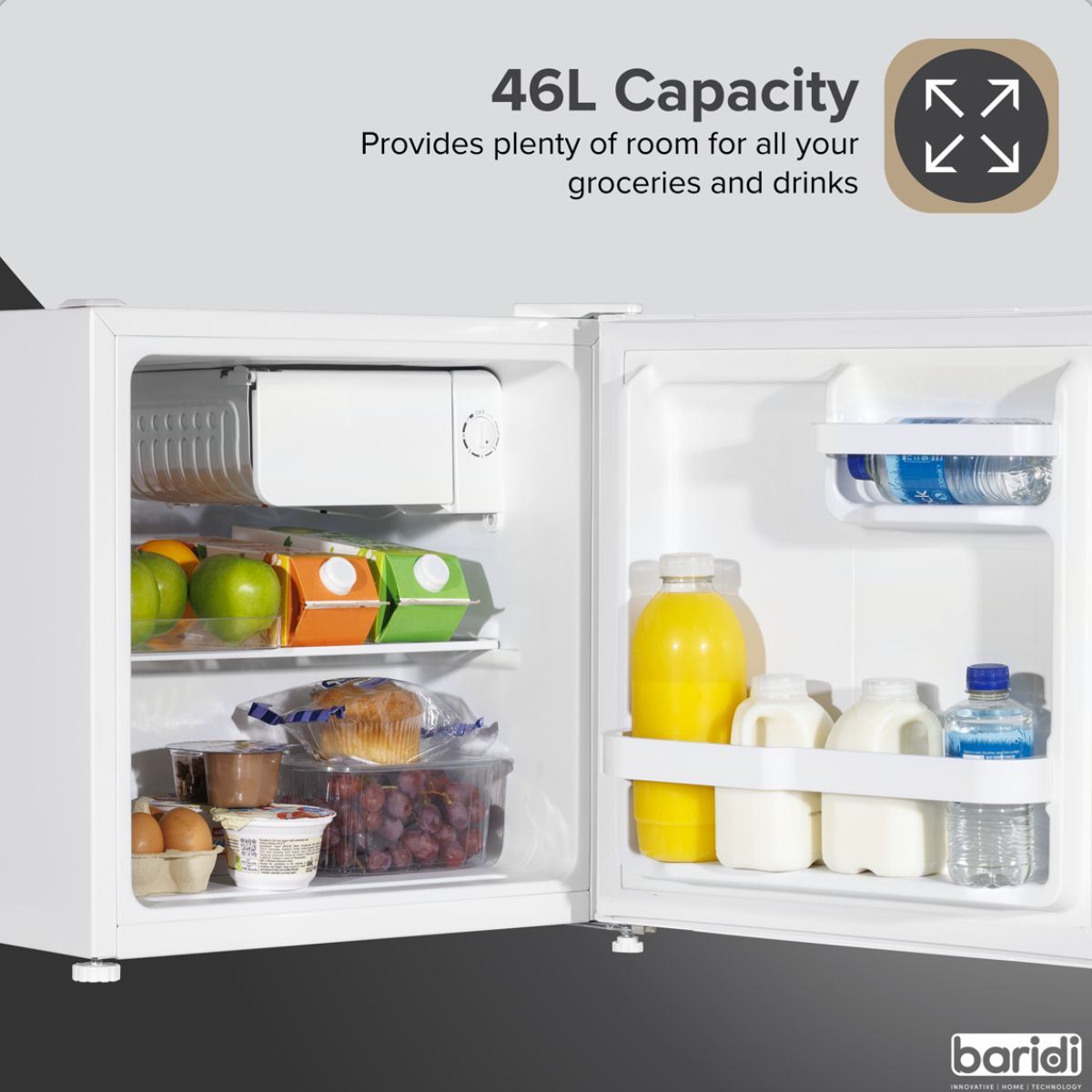 Sealey DH256 Baridi Tabletop Fridge with Ice Box 46L Capacity White