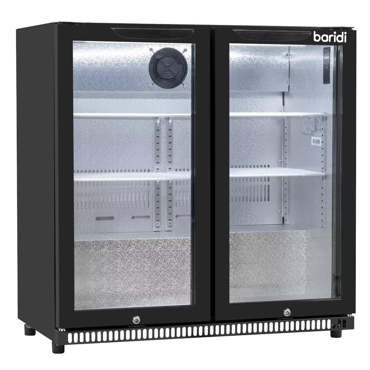 Sealey DH272 Baridi Bar Drinks Fridge/Cooler with Double Hinged Door & Security Lock 190L Black 240V