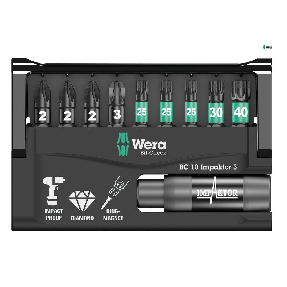 Wera WER057683 Impaktor 8755/67-9/IMP Bit Check Pozi / Torx Set of 9 Piece