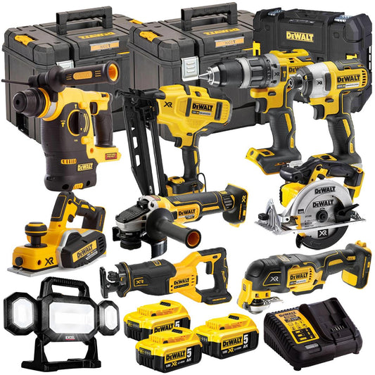 Dewalt 18V 10 Piece Power Tool Kit with 3 x 5.0Ah Batteries T4TKIT-867