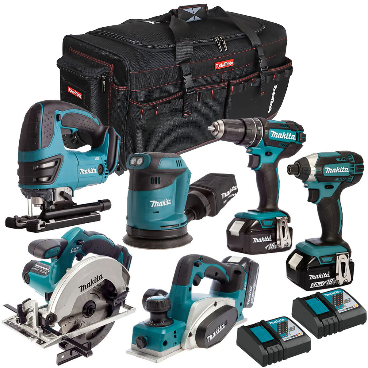 Makita 18V 6 Piece Tool Kit with 3 x 5.0Ah Batteries & Charger T4TKIT-3381